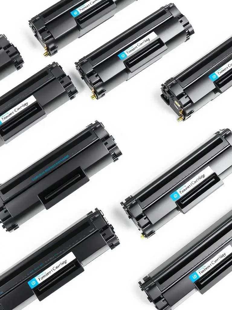 A set of Canon CLI-281 ink cartridges displayed on a desk with recycling symbols, highlighting their eco-friendly design and vibrant color output.