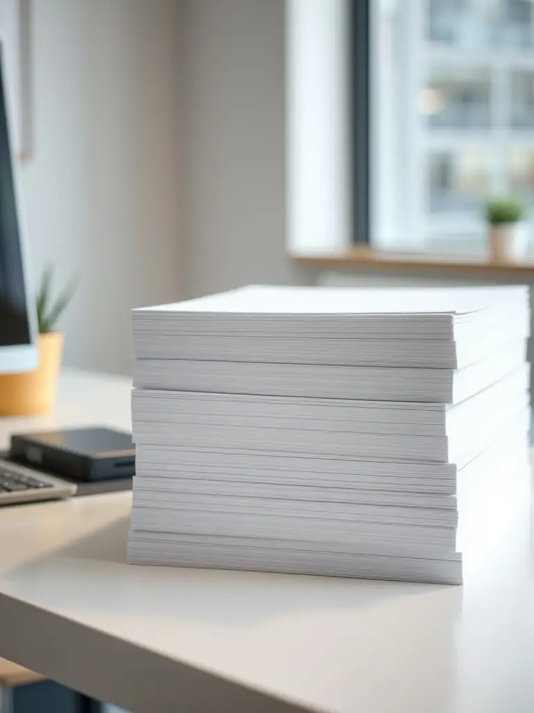 A stack of Epson Premium Glossy Photo Paper next to a framed photograph, showcasing the paper's high quality and eco-friendly production.